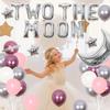 Wonmelody Two the Moon Birthday Decorations for Girl Space 2nd Birthday Party Supplies Outer Space Astronaut Second Party Decor with Two The Moon Foil Balloon Banner Silver Moons and Star Balloons view 3
