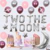 Wonmelody Two the Moon Birthday Decorations for Girl Space 2nd Birthday Party Supplies Outer Space Astronaut Second Party Decor with Two The Moon Foil Balloon Banner Silver Moons and Star Balloons view 4