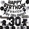 Black 30th Birthday Decorations for Women with Funeral for My Youth Banner, Happy Birthday Balloon, Rip to My 20s Sash, 30 foil Balloons, Lose Youth Cake Topper, Confetti Balloons for 30th Birthday view 1