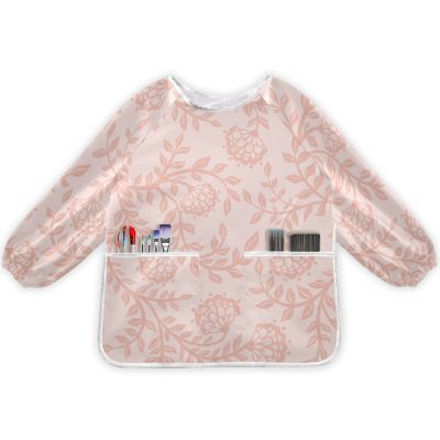Bolaz Painting Smocks for Kids 2-4 Art Smocks Eating with Pockets Vintage Pink Floral Waterproof Long Sleeve Toddler