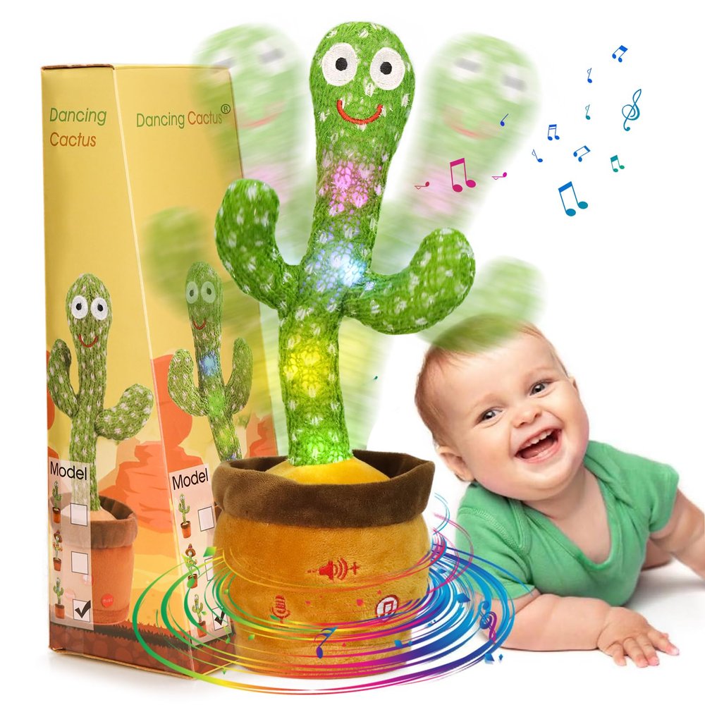 Emoin Dancing Talking Cactus Toy, Cactus Baby Toy Singing Children's Song, Mimicking Recording Repeating What You Say, Educational Interactive Baby Boys Girls Toys (Volume Adjustment)