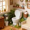 Garneck Mini Toilet Toy Doll House Miniature Toilet Figurine Bathroom Tiny Toilet Model Fairy Garden Ornament Decoration view 4