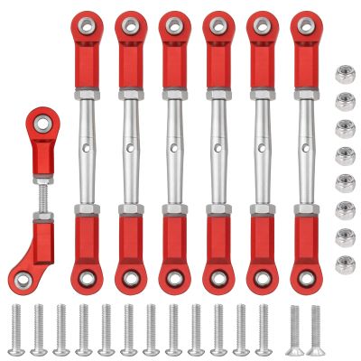 CAMP RACING Stainless Steel Turnbuckles/Camber Link with Rod Ends Sets for 1/10 Rally/Rustler 4WD / Slash 4WD LCG RC Truck (Red)