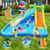 Inflatable Water Slide, 8 in 1 Outdoor Inflatable Water Park with Climbing, Basketball Rim, Splash Pool, Water Cannon, Blow up Water Slides for Kids Backyard view 2