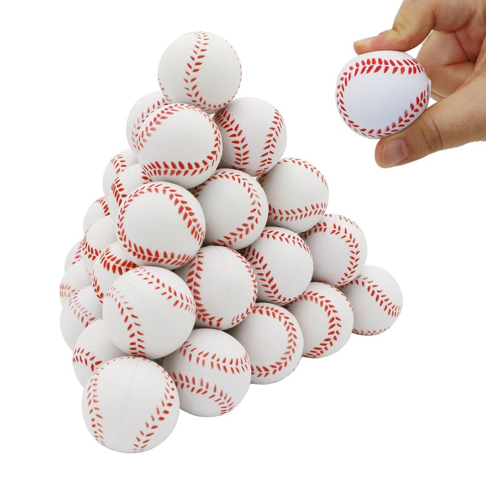 Urspasol 40 PCS Baseball Stress Balls for Kids 1.6 inch Baseball Party Favors Mini Sports Ball Small Foam Baseballs Squeeze Ball Stress Relief for School Carnival Reward