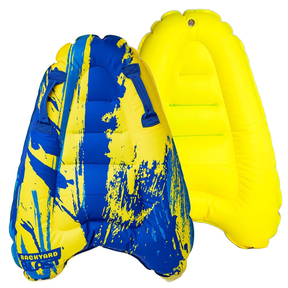 BACKYARD BLAST Deluxe Rider with Joint Cloth Material, Inflatable Body Board Slide Rider, 30.7" x 19.6" x 5.5", Yellow