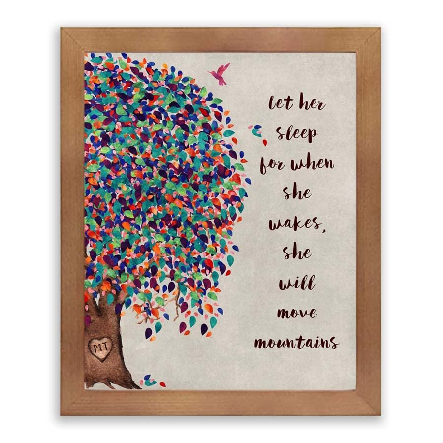 Lucky Tusk Let Her Sleep Personalized Nursery Tree Gift For Baby Girl Room Gift For Baby #1237,