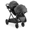 Joovy Qool Double Bundle Double Stroller with Reconfigurable Seats, Magnetic Safety Harness with Padding, UPF 50 Sun Canopy, and Large Storage Basket, Jet view 1