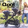 Joovy Qool Double Bundle Double Stroller with Reconfigurable Seats, Magnetic Safety Harness with Padding, UPF 50 Sun Canopy, and Large Storage Basket, Jet view 2