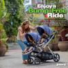 Joovy Qool Double Bundle Double Stroller with Reconfigurable Seats, Magnetic Safety Harness with Padding, UPF 50 Sun Canopy, and Large Storage Basket, Jet view 4