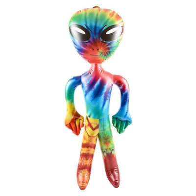 63" Giant Alien INFLATE (Vinyl) Galaxy/Rainbow/Tie Dye. Inflatable Huge Alien Figures on Hang Tag. (63" Giant TIE DYE Alien INFLATE)