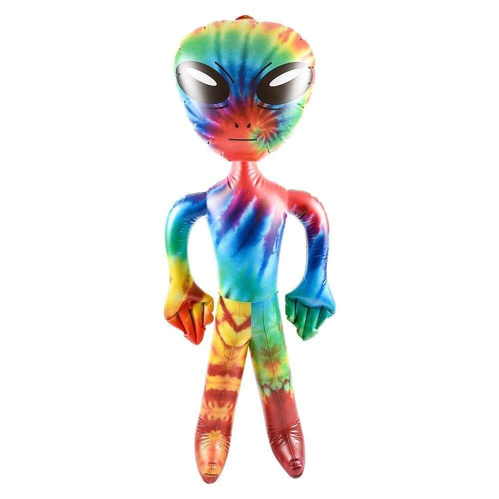 63" Giant Alien INFLATE (Vinyl) Galaxy/Rainbow/Tie Dye. Inflatable Huge Alien Figures on Hang Tag. (63" Giant TIE DYE Alien INFLATE)