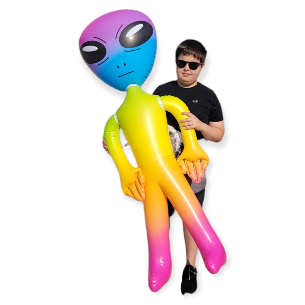 63" Giant Rainbow Alien Inflate (Vinyl) Galaxy/Tie Dye - Huge Inflatable Figures on Hang Tag (2 Pack)