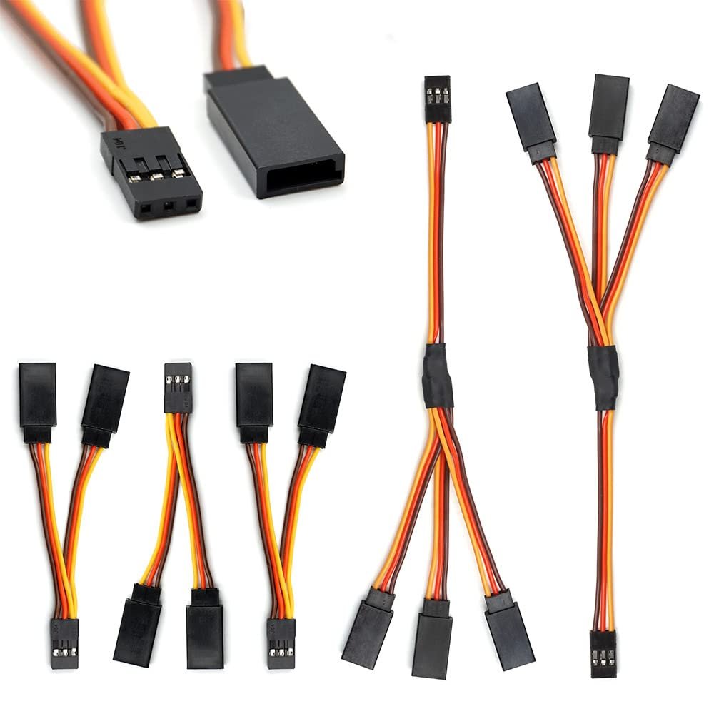 Servo Y Harness Splitter Cable 3 Pin Connector Wire Male to Female 4 Way Extension Lead Compatible with JR Futaba RC Car Airplanes (3PCS 1to2 and 2PCS 1to3)