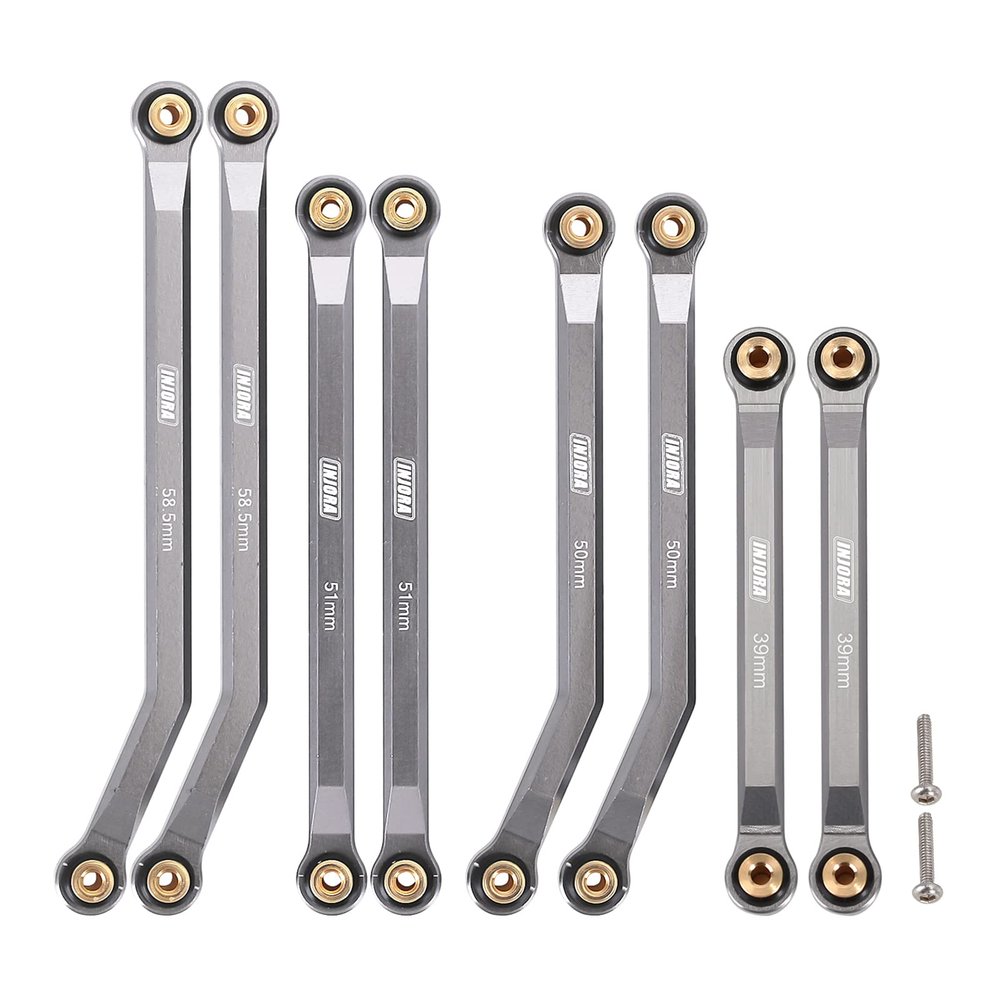 INJORA High Clearance Front 4 Links Set for SCX24 C10 JLU Bronco Base Camp 4Runner Axial 1/24 RC Crawler Car, 8PCSGrey