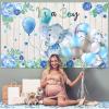 Baby Shower Decorations 121 Pieces Elephant Party Supplies Include Backdrop Banner Balloons Tablecloth and Cake Toppers for Gender Reveal Elephant Theme Birthday Party(Boy Style) view 3
