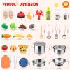 Kids Pretend Play Kitchen Accessories Set, 38Pcs Stainless Steel Play Pots Pans Sets for Kids, Toy Cookware Cooking Utensils Play Food Dish Toddler Kitchen Playset Gifts for Boys Girls view 2