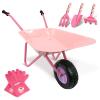 Altdorff Kids Wheelbarrow Set Metal, Pink Child Wheel Barrel and Kids Gardening Tools Toddler, Garden Toys with Small Wheel Barrow, Outdoor Indoor Toys Gift for Girls view 1