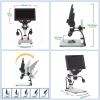 Lab Microscope Slides G1200 Digital Microscope 7 Inch 12MP 1-1200X Continuous Magnifier with Aluminum Alloy Stand Microscope Parts (Color : No Battery) view 2