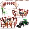 Farm Animals Figures Playset, 40 Pcs Farm Toy Tractor with Plastic Farm Animals Figurines, Farmer and Fence Farm Playset, Farm Figures Farmer Truck Toy with Trailer for Kids Boys Girls Toddlers 3+ view 4