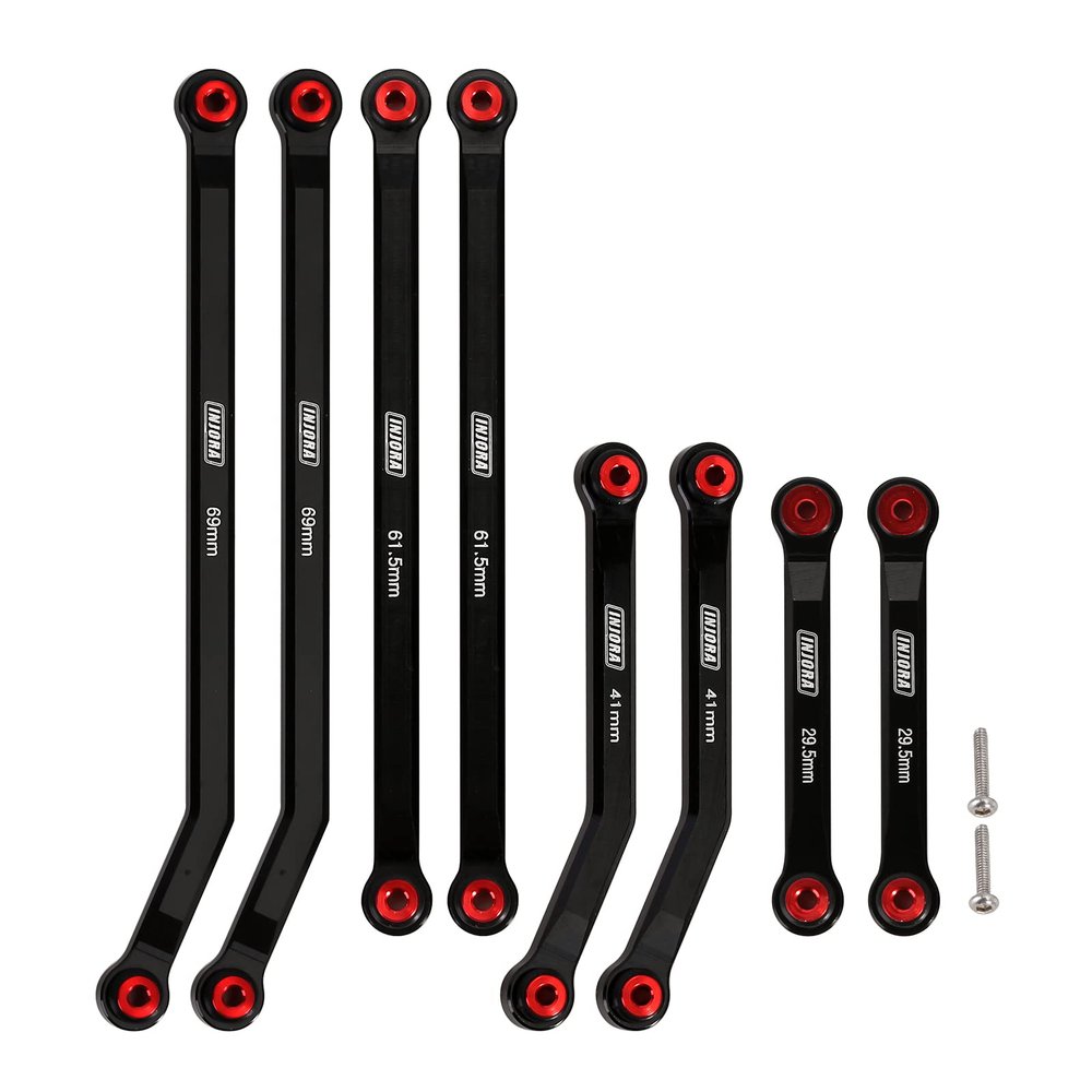 INJORA High Clearance 4 Links Set CNC Aluminum Links Set for SCX24 AXI90081 Deadbolt Axial 1/24 RC Crawler Car,8PCSBlack
