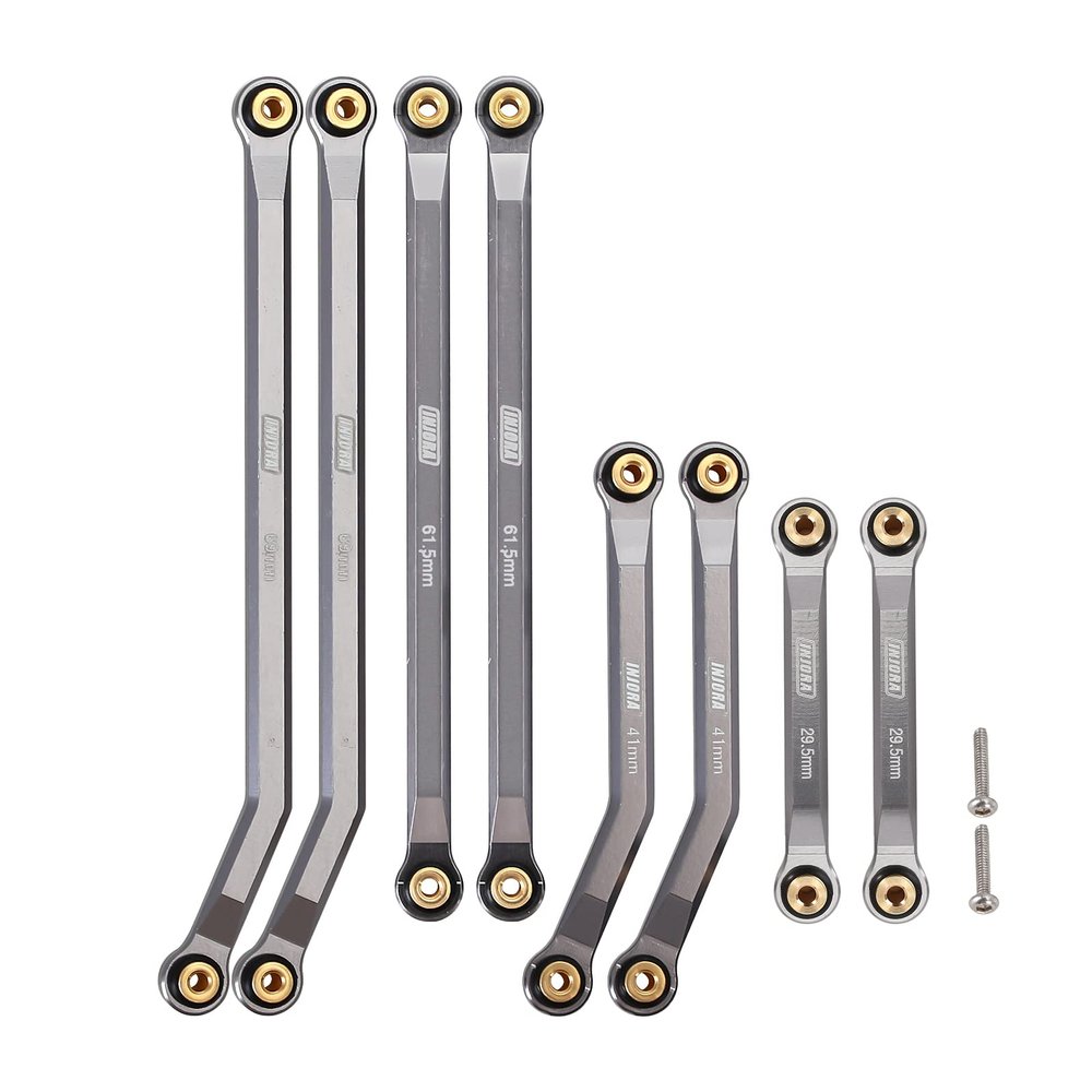 INJORA High Clearance 4 Links Set CNC Aluminum Links Set for SCX24 AXI90081 Deadbolt AXI00004 Axial 1/24 RC Crawler Car,8PCSGrey