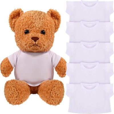 Skylety 6 Pcs Bear Clothes Basic Tee Shirt Classic Stuffed T Shirt Plush Crew Neck for Stuffed Bears Doll with 14 - 18 Inch, Bear Not Included(White)