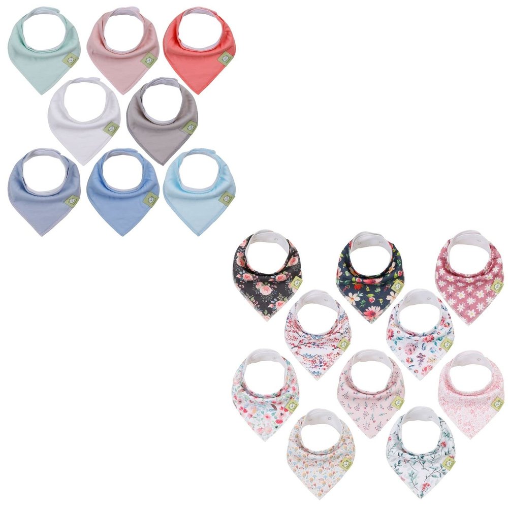 KeaBabies 8-Pack Organic Baby Bandana Bibs, Baby Bibs and 10-Pack Baby Bandana Drool Bibs - Drool Bibs for Baby Girl - Organic Cotton Bandana Bibs for Boys, Girls, Baby Bibs Baby Boy - Baby Bib