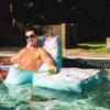 Big Joe Captain's Caddie No Inflation Needed Pool Float Drink Holder, Tropical Hibiscus Aqua Double Sided Mesh, Quick Draining Fabric, 2 feet view 4