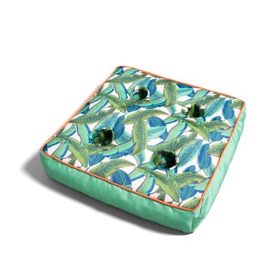 Big Joe Captain's Caddie No Inflation Needed Pool Float Drink Holder, Tropical Palm Green Double Sided Mesh, Quick Draining Fabric, 2 feet