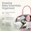 KiddyCare Woven Diaper Caddy Organizer, Large Gray Multi Functional Portable Baby Basket with Handle, Baby Gift for Boy/Girl Nursery Storage, Organization, and Modern Car Diaper Caddy Pink X-Large view 2