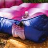 Big Joe Captain's Float No Inflation Needed Pool Lounger with Drink Holder, Faded Stripe Fuchsia Double Sided Mesh, Quick Draining Fabric, 3 feet view 4
