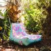 Big Joe Captain's Float No Inflation Needed Pool Lounger with Drink Holder, Tropical Hibiscus Aqua Double Sided Mesh, Quick Draining Fabric, 3 feet view 3