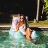 Big Joe Captain's Float No Inflation Needed Pool Lounger with Drink Holder, Tropical Hibiscus Aqua Double Sided Mesh, Quick Draining Fabric, 3 feet view 4