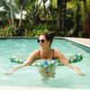 Big Joe Noodle No Inflation Needed Pool Float, Tropical Palm Green Double Sided Mesh, Quick Draining Fabric, Jumbo 4 feet view 3