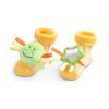 DEMDACO Dinosaur 3-6 months Yellow and Green Baby Rattle and Mirror Activity Sock Set view 2