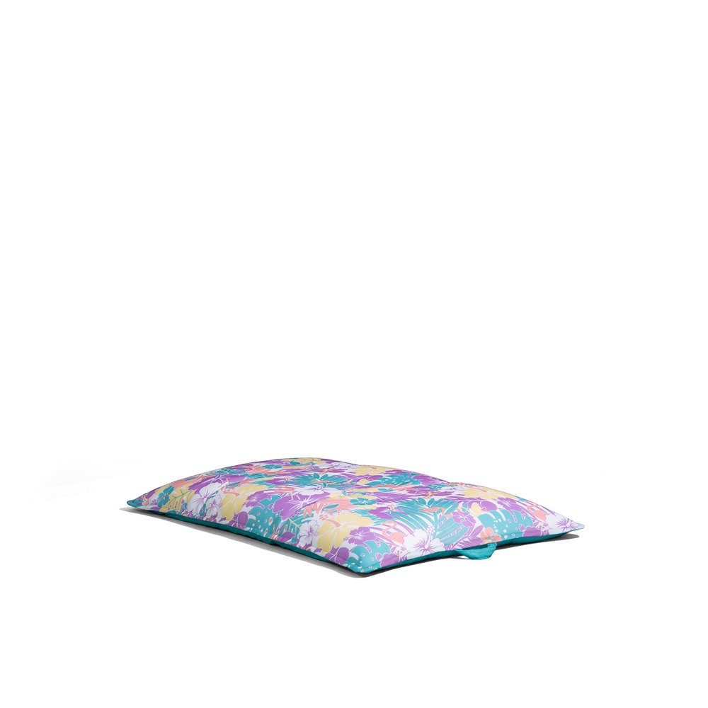 Big Joe Lagoon Lounger No Inflation Needed Pool Float, Tropical Hibiscus Aqua Double Sided Mesh, Quick Draining Fabric, 5 feet Giant