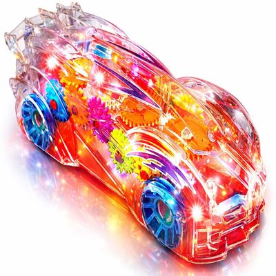ArtCreativity Light Up Transparent Gear Racer Toy Car for Kids, Bump and Go Toy car with Colorful Moving Gears, Music & LED Effects, Fun Educational Toy, Great Birthday Gifts for Kids 3 Years & Plus