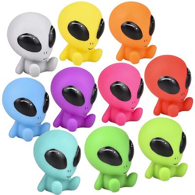 ArtCreativity Rubber Galactic Aliens, Set of 10, Alien Toys for Kids in Assorted Colors, Great as Outer Space Party Favors, Bath Toys for Kids, Swimming Pool, and Office Desk Decorations
