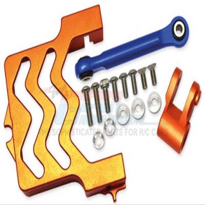 Aluminum Servo Mount + Aluminum Tie Rod + 25T Aluminum Servo Horn For Traxxas 1/10 Maxx 4WD Monster Truck (89076-4) - 16Pc Set Orange