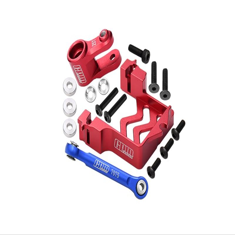 Aluminum Servo Mount + Aluminum Tie Rod + 25T Aluminum Servo Horn For Traxxas 1/10 Maxx 4WD Monster Truck (89076-4) - 16Pc Set Red