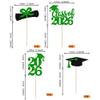 24 Pack 2026 Graduation Theme Cupcake Toppers with Glitter Class of 2026 Diploma Grad Cap Cupcake Picks Decorations for 2026 Graduation Theme School Boys Girls Graduate Party Supplies Green view 2