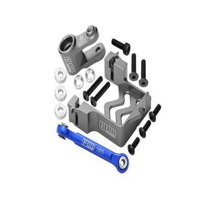 Aluminum Servo Mount + Aluminum Tie Rod + 25T Aluminum Servo Horn For Traxxas 1/10 Maxx 4WD Monster Truck (89076-4) - 16Pc Set Gray Silver