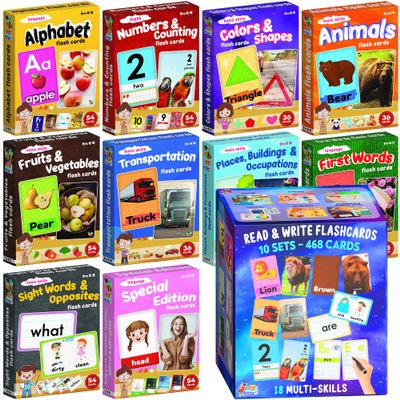 Flash Cards for Toddlers 2-4 Years Jumbo Learning Box Set with Real Pictures - Alphabet Number Emotions Animal Sight Words Color Shapes Toddler Flash Cards for Kindergarten Preschool 1st 2nd Grade