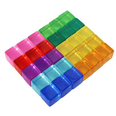 Candywood Rainbow Acrylic Gem Cubes Blocks Children Educational Sensory Training Crystal Toys Baby Learn Color Light Shadow Stacking Toys (30-Pcs)