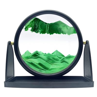 10" Moving Sand Art Picture Sandscapes in Motion 3D Deep Sea Sand Art Round for Adult Relaxing Toys Decor Desktop Home Office (Green)