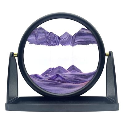 10" Moving Sand Art Picture Sandscapes in Motion 3D Deep Sea Sand Art Round for Adult Relaxing Toys Decor Desktop Home Office (Purple)