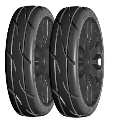 GRP GTX03-XM4 1:8 GT New Treaded SoftMedium Black 20 Spoke Rubber Tires (2)