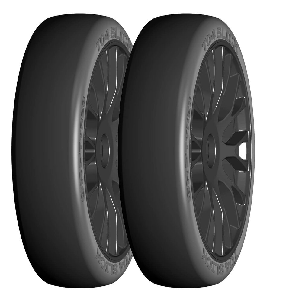 GRP GTX04-XM3 1:8 GT New Slick Soft Black 20 Spoke Rubber Tires (2)