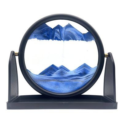 10" Moving Sand Art Picture Sandscapes in Motion 3D Deep Sea Sand Art Round for Adult Relaxing Toys Decor Desktop Home Office (Blue)